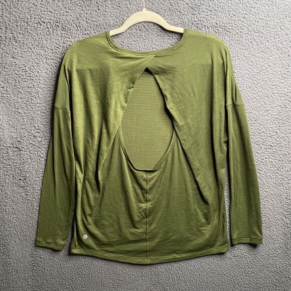 Lululemon Get Set Long Sleeve Heathered Landscape Green HELG Size 8 - Picture 1 of 16